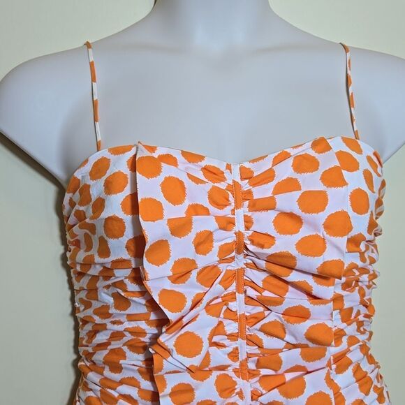 Rickie Freeman Teri Jon Polka Dot Ruched Mini Dress Ruffle Sweetheart 80s 90s - Picture 7 of 13